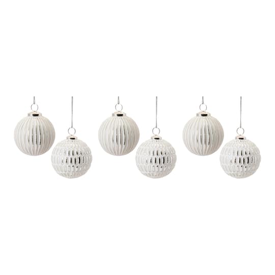 4&#x22; Frosted Glass Ball Ornament Set